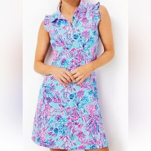 Lilly Pulitzer x Meryl Luxletic Silvia Dress Seek & Sea Celestial Blue Size L